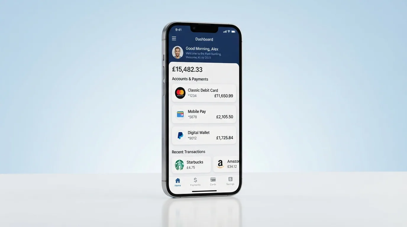 La pantalla principal de la aplicación CaixaBank Pay en un teléfono Android mostrando las tarjetas vinculadas, el saldo y los accesos a Bizum, Apple Pay y Samsung Pay integrados