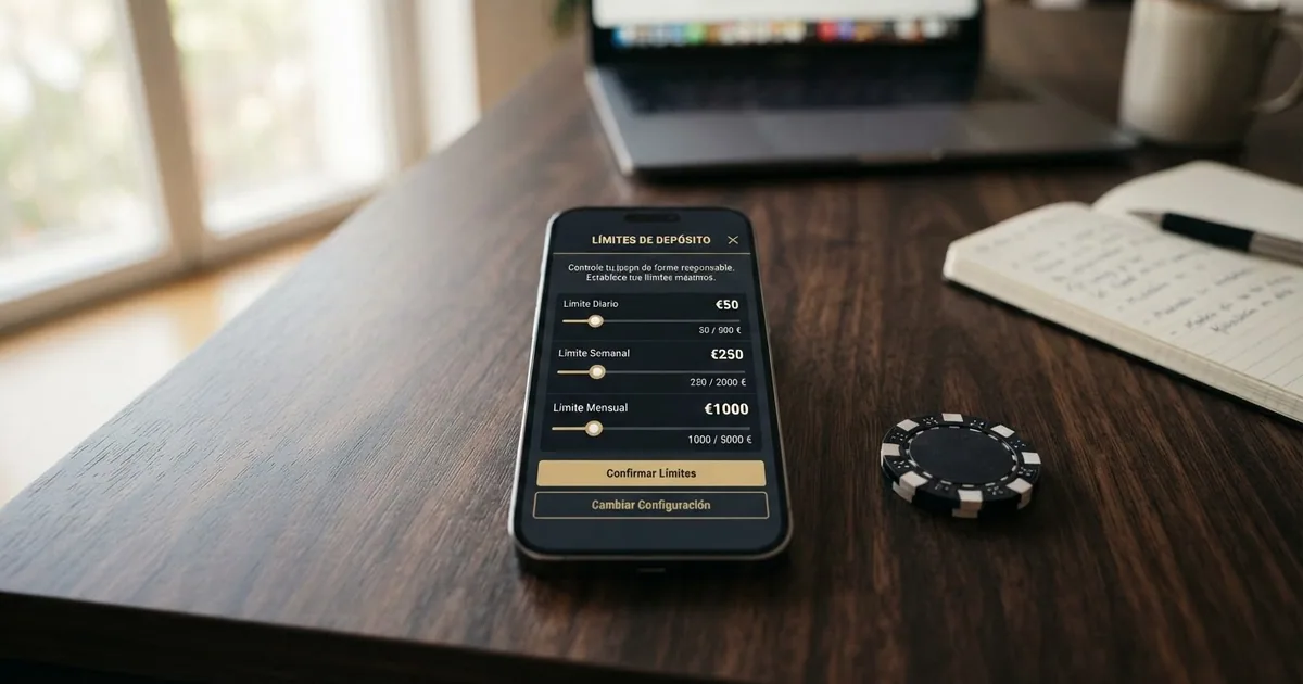 Panel de límites de depósito en la interfaz de un casino online español con licencia DGOJ