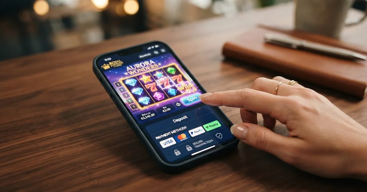 Pantalla de un casino online con licencia DGOJ mostrando Klarna entre los métodos de pago disponibles