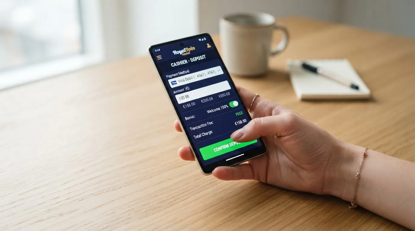 Pantalla de caja de un casino online con Neteller seleccionado como método de pago y el importe del depósito introducido en euros