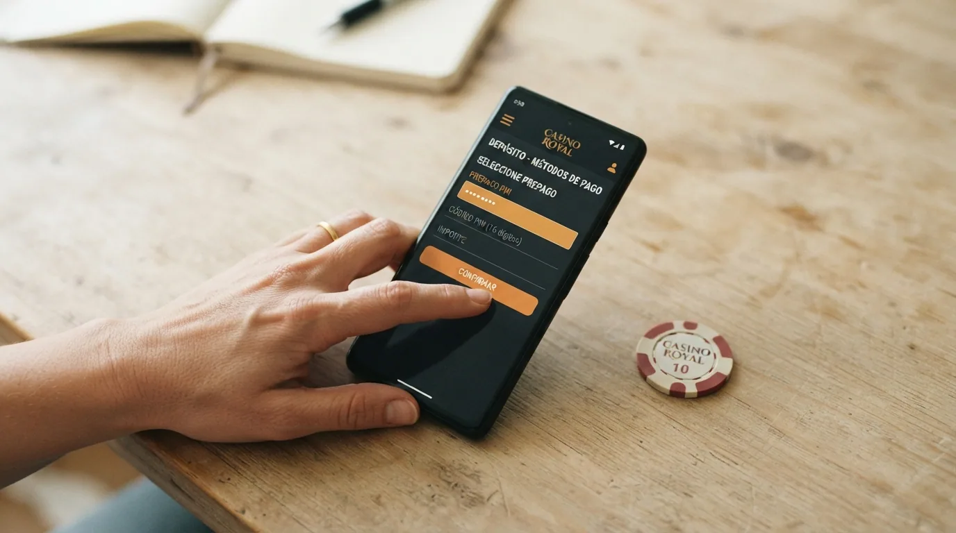 Mano introduciendo un código PIN de Paysafecard en el cajero virtual de un casino online desde un ordenador portátil