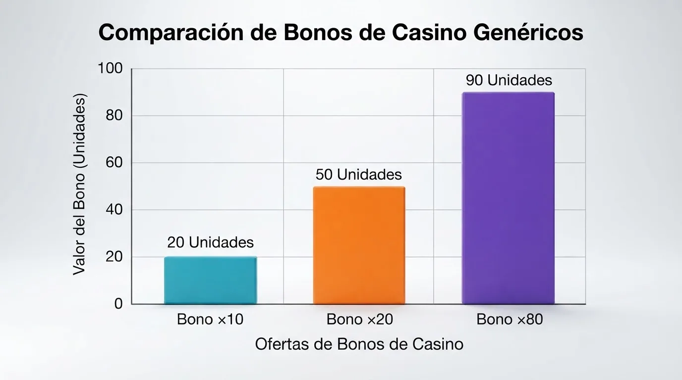 Comparativa visual de tres ofertas de bono de bienvenida reales del ranking con su valor nominal, su rollover y el importe real que necesitas apostar para liberarlas