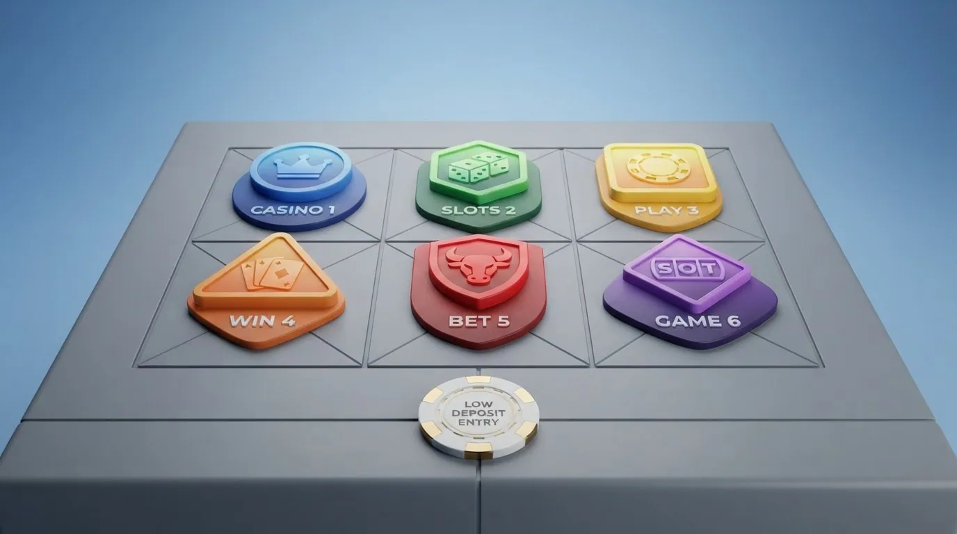 Una tabla con los logotipos de los principales casinos online con licencia DGOJ y un billete de 5 euros en primer plano