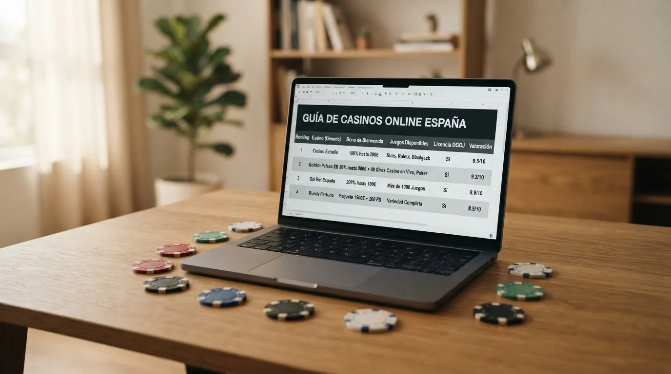 Disposición de los logotipos de los diez casinos online comparados sobre un fondo de tabla con franjas alternas