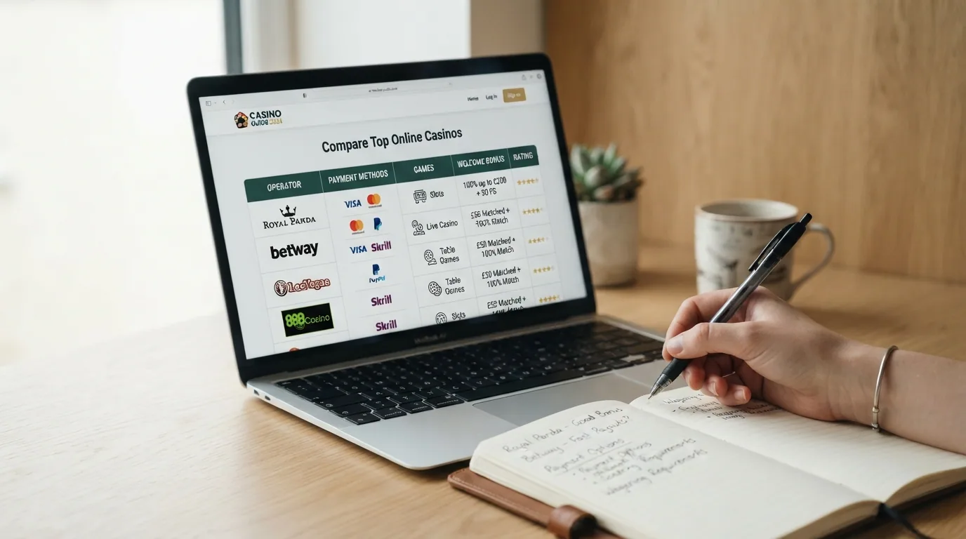 Vista parcial de una tabla comparativa con los nombres de los operadores analizados y las columnas de aceptación de Neteller y bono de bienvenida