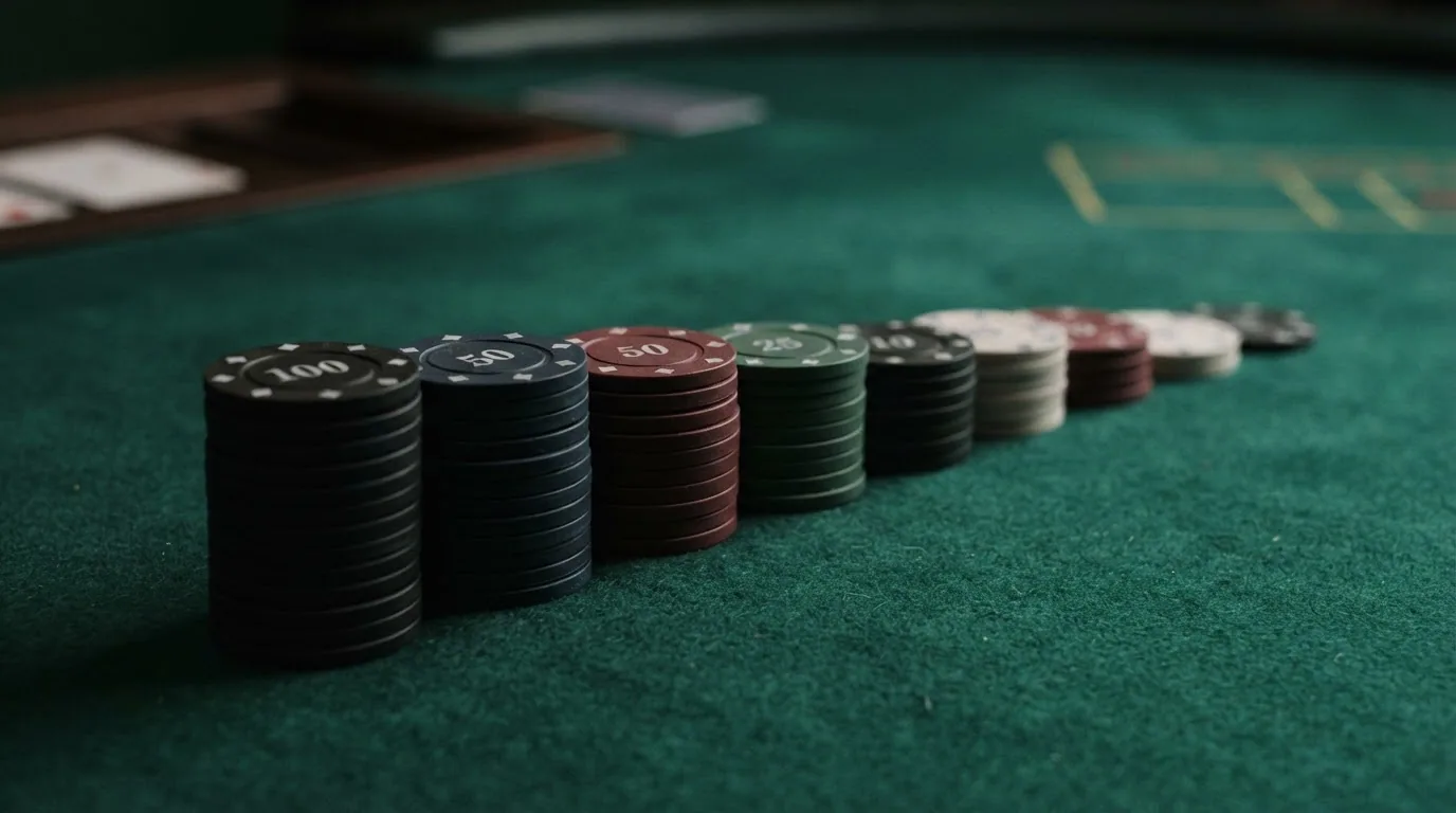 Fila de fichas de póker con los nombres de los 10 operadores destacados ordenadas sobre un fondo de pantalla de ranking