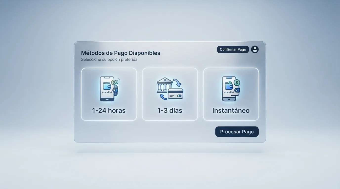 Interfaz de cajero de un casino online con varias opciones de retirada ( PayPal, transferencia, tarjeta ) y tiempos estimados