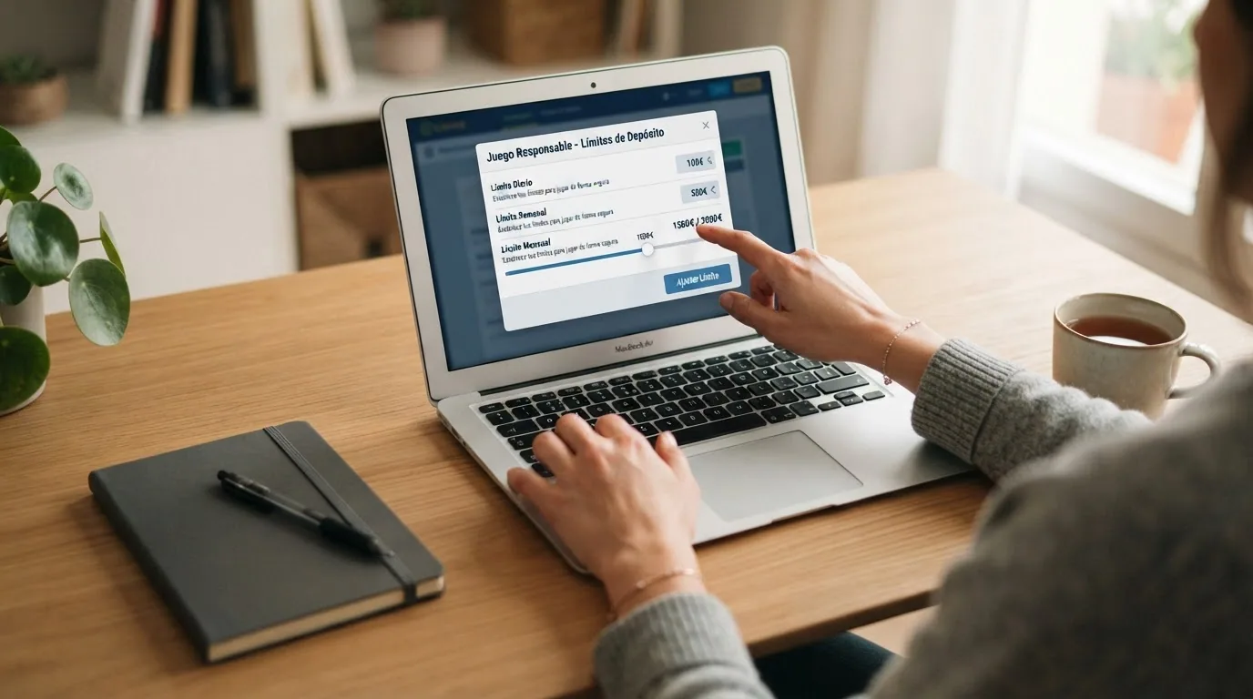 Pantalla de configuración de límites de depósito y autoexclusión en un casino online español