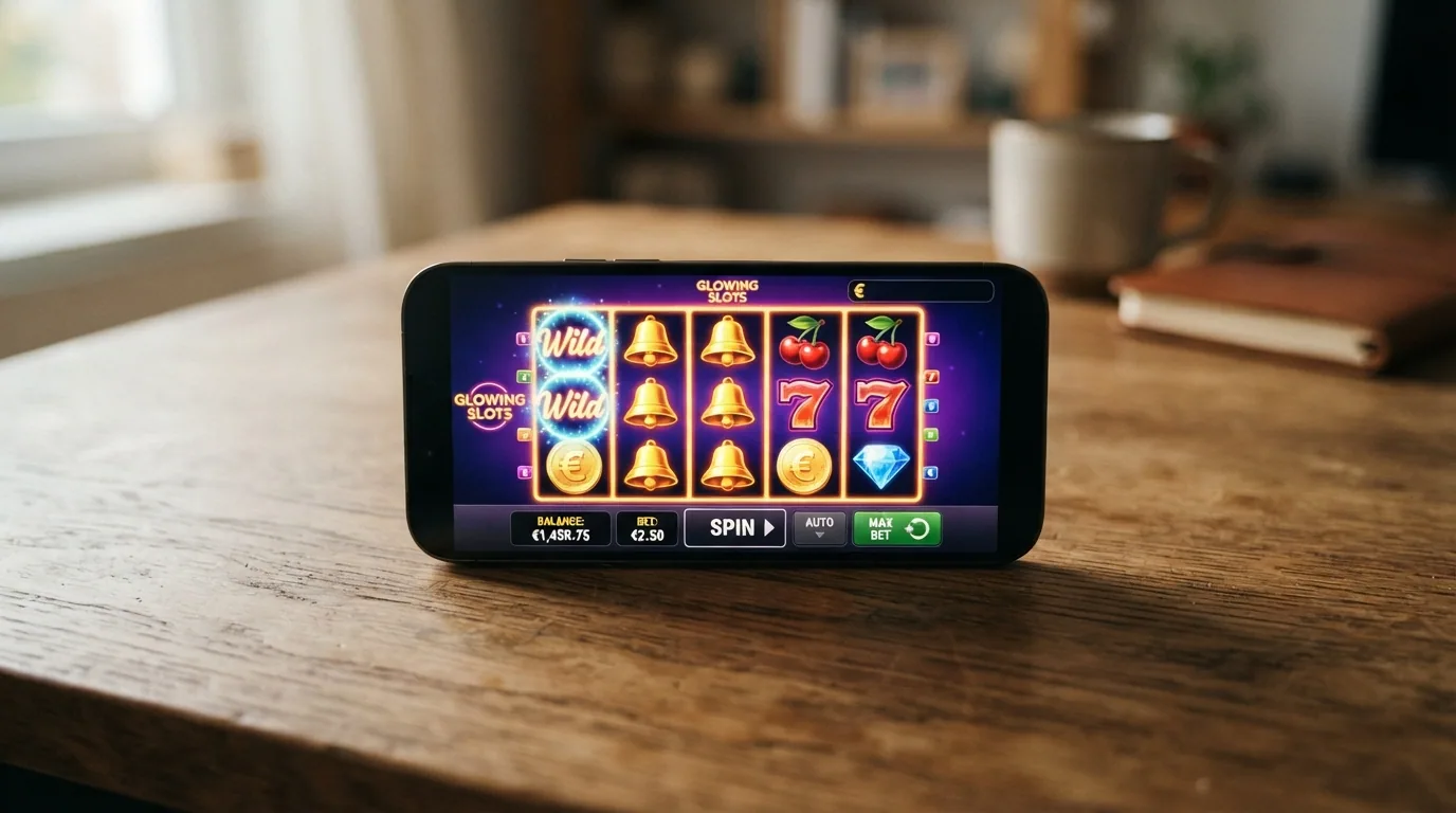 Captura de un casino online con una tragaperras abierta y el saldo de 5 euros visible en la esquina superior