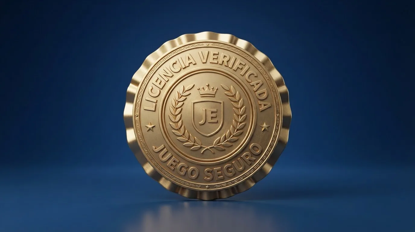 Sello oficial de la Dirección General de Ordenación del Juego junto al dominio .es en el pie de página de un operador autorizado