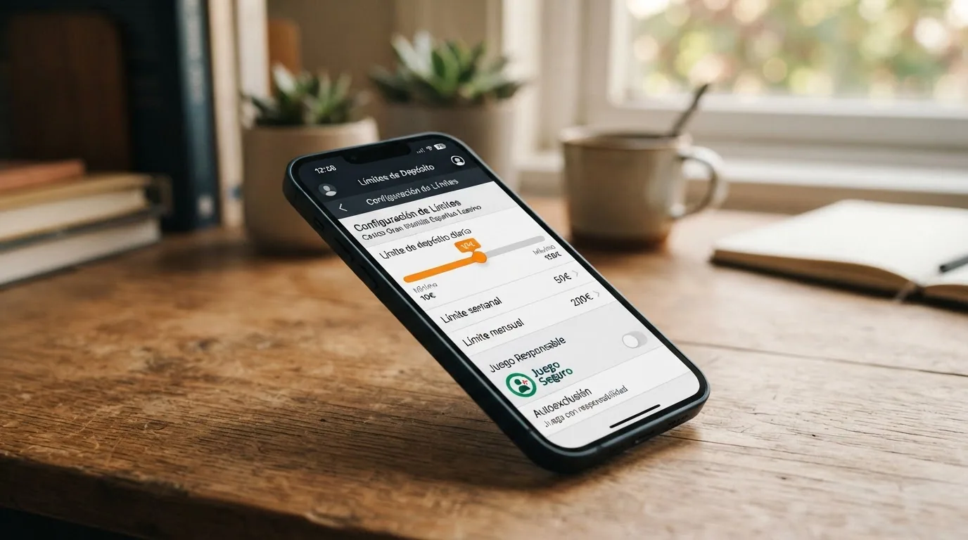 La pantalla de configuración de límites de depósito de un casino online español con los controles desplegados