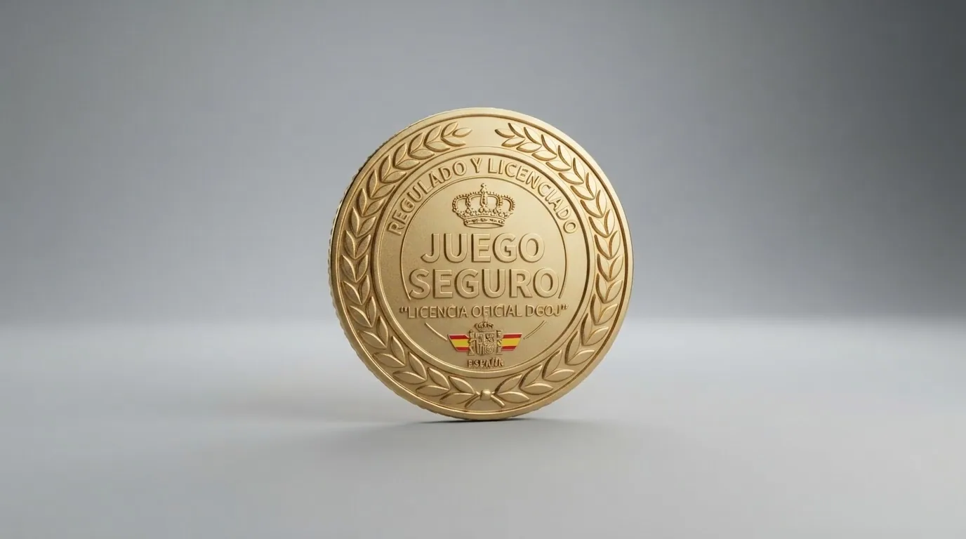 Pie de página de un casino online español con el sello de la DGOJ, el dominio .es y los números de licencia general y singulares visibles